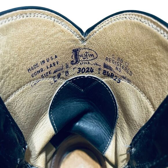 Justin 3024 Roper Boots - Mens - Size 9 B - Midnight Blue Western Leather - Picture 5 of 6